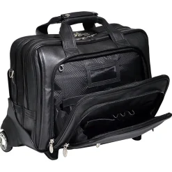 McKlein I Series Laptop Rolling Briefcase, Black Leather (43185)