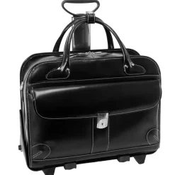 McKlein Lakewood, Checkpoint-Friendly Detachable Wheeled Laptop Briefcase, Top Grain Cowhide Leather, Black (96615)