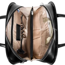 McKlein Lakewood, Checkpoint-Friendly Detachable Wheeled Laptop Briefcase, Top Grain Cowhide Leather, Black (96615)