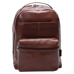 Backpacks<McKlein Leather Dual Compartment Laptop Backpack, Parker, Pebble Grain Calfskin Leather, Brown (88554)
