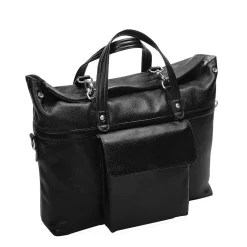 McKlein Leather Roll Top Laptop Briefcase, Edgefield, Pebble Grain Calfskin Leather, Black (88755)