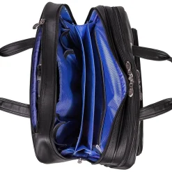 McKlein Limited Edition Laptop Rolling Briefcase, Black Leather (80505C)