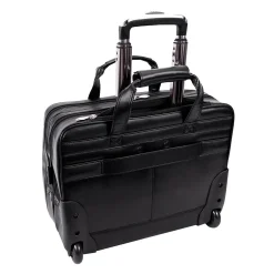 McKlein Limited Edition Laptop Rolling Briefcase, Black Leather (80505C)