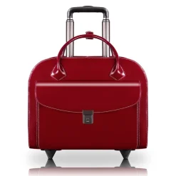 McKlein Limited Edition Laptop Rolling Briefcase, Red Leather (96146A)
