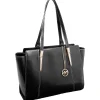 McKlein M Series, ALDORA, Genuine Cowhide Leather, Ladies' Tote with Tablet Pocket, Black (97505)