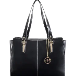 McKlein M Series, GLENNA, Genuine Cowhide Leather, Ladies' Tote with Tablet Pocket, Black (97555)