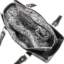 McKlein M Series, GLENNA, Genuine Cowhide Leather, Ladies' Tote with Tablet Pocket, Black (97555)