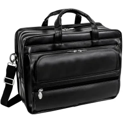 McKlein P Series Laptop Briefcase, Black Leather (86445)