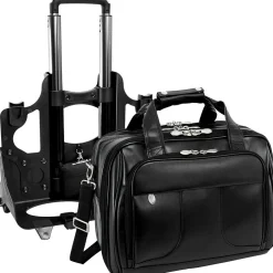 McKlein R Series Laptop Rolling Briefcase, Black Leather (83585)