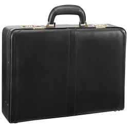 McKlein Reagan Attache Briefcase, Top Grain Cowhide Leather, Black (80445)