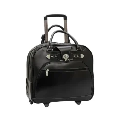 McKlein REDWOOD 15" Leather Rolling Laptop Bag, Black (99695) Discount
