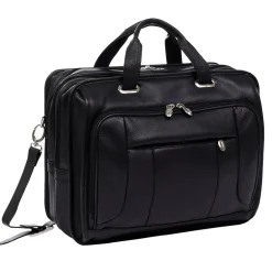 McKlein S Series Laptop Briefcase, Black Leather (15715)