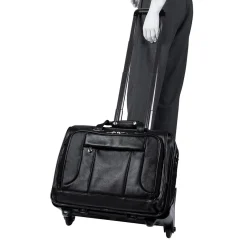McKlein S Series Laptop Rolling Briefcase, Black Leather (15705)