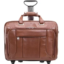 McKlein S Series, WEST TOWN, PebbleGrain Leather, Checkpoint-Friendly Detachable Wheeled Laptop Briefcase, Brown (15704)
