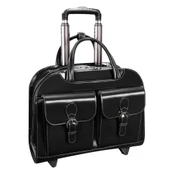 McKlein W Series Laptop Briefcase, Black Leather (96185A)