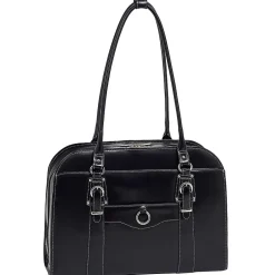 McKlein W Series Laptop Briefcase, Black Trimmed In Sand Leather (96525)