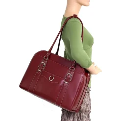 McKlein W Series Laptop Briefcase, Red Trimmed In Sand Leather (96526)