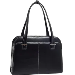 McKlein W Series Oak Grove Ladies' Laptop Handbag, Black Trimmed In Sand Leather (96635)
