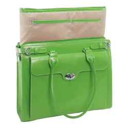 McKlein W Series, WINNETKA, Genuine Cowhide Leather,Ladies' Laptop Briefcase w/ Removable Sleeve, Green (94831)