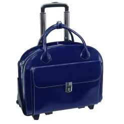 McKlein USA 15.4" Leather Wheeled Ladies' Laptop Briefcase, Blue (94367)