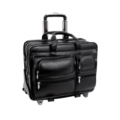 McKlein USA CLINTON 17" Leather Rolling Laptop Bag, Brown (88444) New
