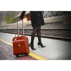 McKlein USA L Series UPTOWN Ladies' Leather Rolling Briefcase, Brown (97694)