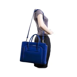 McKlein USA Lake Forest W Series Leather Dual Compartment Briefcase, Navy (94337)