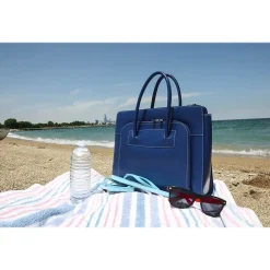 McKlein USA Lake Forest W Series Leather Dual Compartment Briefcase, Navy (94337)