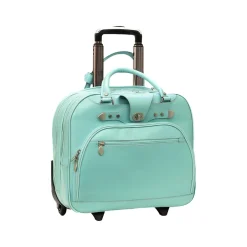 McKlein USA REDWOOD 15" Leather Rolling Laptop Bag, Aqua Blue (99698) Best