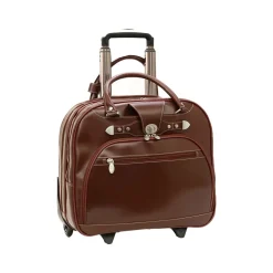 McKlein USA REDWOOD 15" Leather Rolling Laptop Bag, Red (99696)