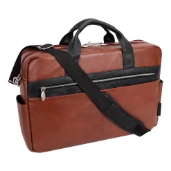 McKlein USA SOUTHPORT U Series Leather Dual Compartment Briefcase, Brown (19100)
