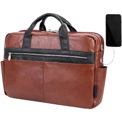 McKlein USA SOUTHPORT U Series Leather Dual Compartment Briefcase, Brown (19100)