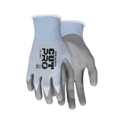 Work Gloves<MCR Safety Cut Pro Hypermax Fiber/Polyurethane Work Gloves, Blue/Gray, M, Pair (92718PUM)