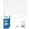 Mead College Ruled Filler Paper, 8.5" x 11", 3-Hole Punched, 200 Sheets/Pack (MEA17208) Clearance