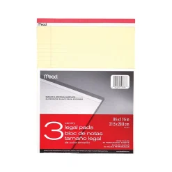 Mead Notepad, 8.5" x 11", Wide-Ruled, Canary, 50 Sheets/Pad, 3 Pads/Pack (59386) Best