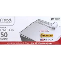 Mead Self Seal #10 Business Envelope 4 1/8" x 9 1/2", White, 50/Pack (75024)* Business