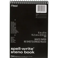 Mead Spell Write Steno Book, 6" x 9", Gregg Ruled, 80 Sheets/Pad (43082) Hot