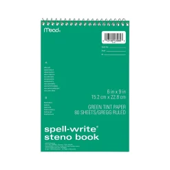 Mead Spell-Write Steno Pad, 6" x 9", Gregg-Ruled, Assorted Colors, 80 Sheets/Pad (43080) Discount