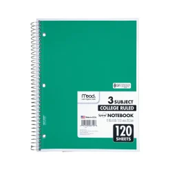 Mead Spiral 3-Subject Notebooks, 8.5