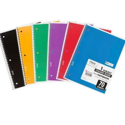 Mead 1-Subject Notebooks, 8" x 10.5", College Ruled, 70 Sheets, Assorted Colors, 6/Bundle (MEA05512-6) Discount