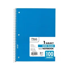 Mead 1-Subject Notebooks, 7.5" x 10.5", Wide-Ruled, 100 Sheets, Assorted Colors, 24/Carton (MEA05514CT) Online