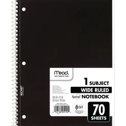 Mead 1-Subject Notebooks, 8" x 10.5", Wide Ruled, 70 Sheets, Each (05510) Online