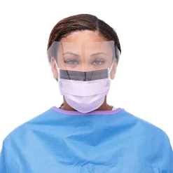 Masks<Medline ASTM L3 Procedure Face Mask with Eye Shield, Ear Loops, Purple, 25/Box (NON27410ELZ)