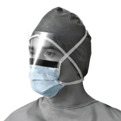 Masks<Medline ASTM L1 Surgical Mask with Anti-Fog Eye Shield with Ties, Blue, 25/Box, 4 Boxes/Carton (NON27405)