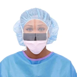 Masks<Medline ASTM Level 3 Surgical Face Masks with Eye Shield, Purple, 25/Box, 4 Boxes/Carton (NON27410)