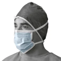 Masks<Medline Standard Surgical Masks with Shield and Ties, Blue, 100/Pack