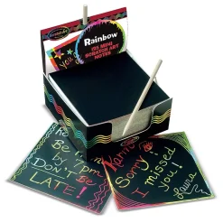 Melissa & Doug Scratch Art Box of Rainbow Mini Notes with Stylus, 125 Notes Per Pack, 3 Packs (LCI5945-3) Online