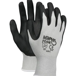 Work Gloves<MCR Safety Memphis™ Economy Foam Nitrile Gloves, Small, Gray/Black, 12 Pairs