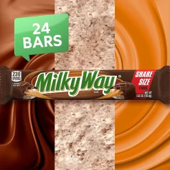 Chocolate<Milky Way Milk Chocolate Sharing Size Candy Bar, 3.63 oz Bar, 24/Box (MMM04401)