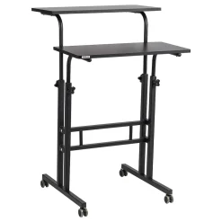 Clearance 27.5"- 39" Mobile Adjustable Sit/Stand Desk, Black (SDROLLXL-BLK) Standing Desks